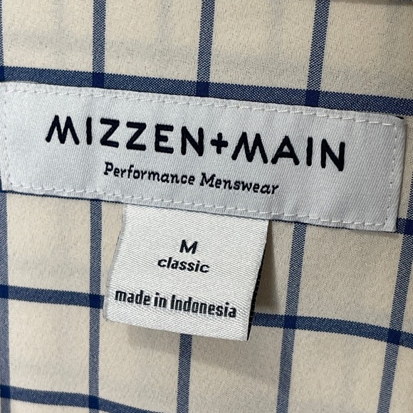Mizzen+Main Performance Button Down Long Sleeve Grid Print Shirt Size Medium - Picture 3 of 5